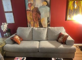 Beautiful oatmeal couch.