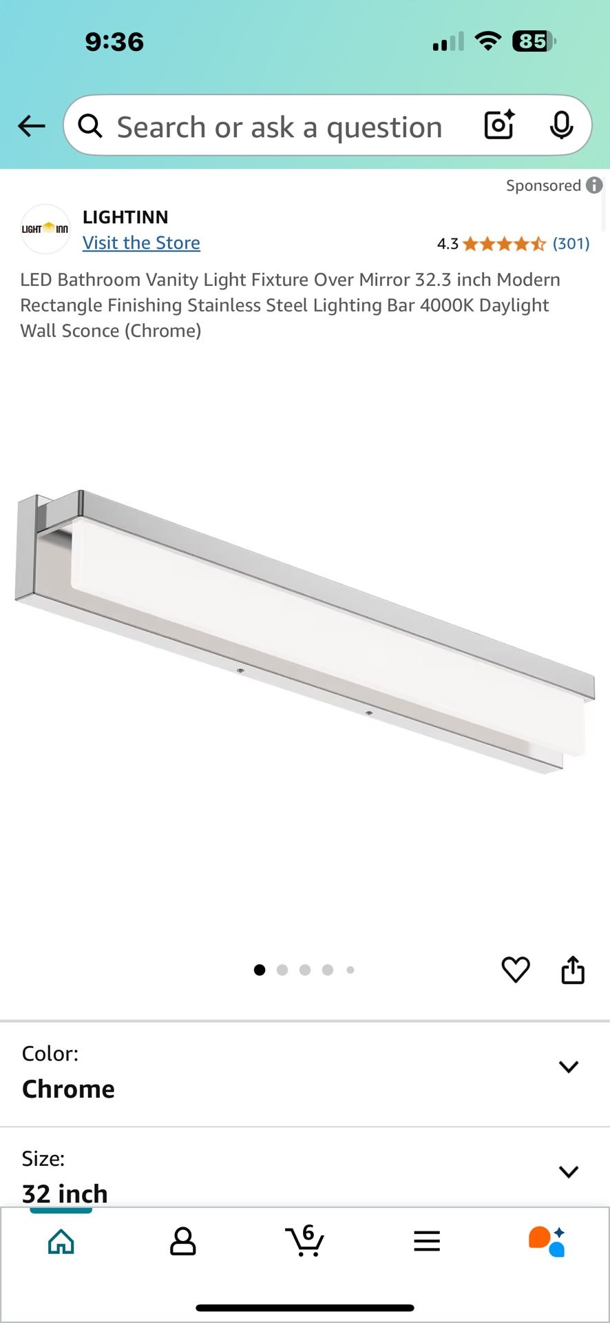 186 - LED Bathroom Vanity Light Fixture