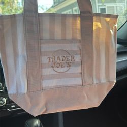 trader joes stipe mini tote bag