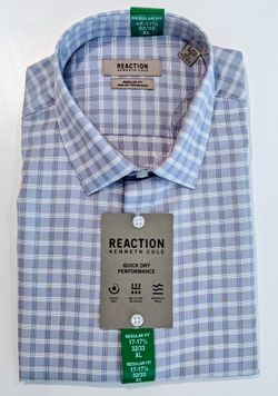 Kenneth Cole Reaction Long Sleeve Dress Shirt Mens.  XL 17-17 1/2 32-33, Regular Fit.