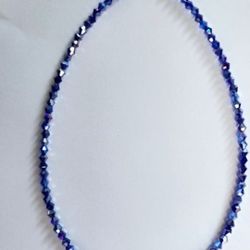 DESIGNER SWAROVSKI   BICONE ROYAL BLUE SIMPLE ELEGANT 16"CHOKER ACCENT NECKLACE