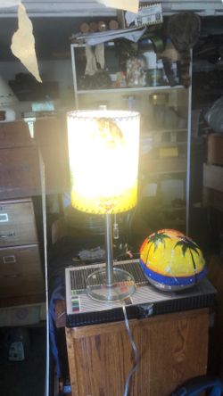 Vintage desk lamp surfer girl beach light