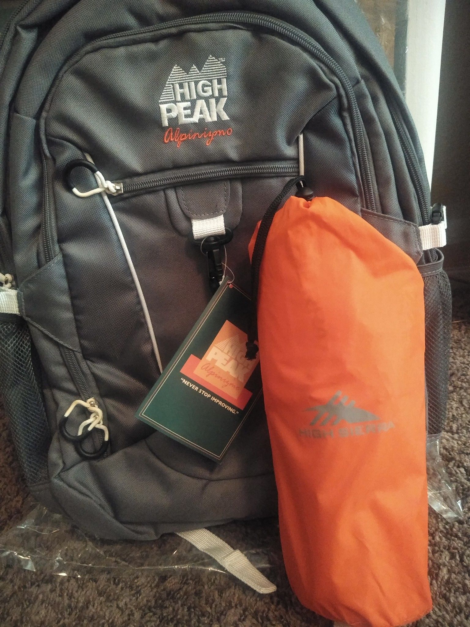 Brand New High Peak Alpine Backpack and High Tek Sleeping Pad