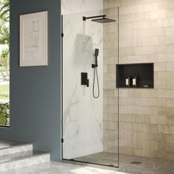 DeerValley Single Fixed Glass Panel For Shower 36"×78", Durable and Stable 10mm Thick Glass Panel
