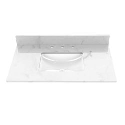 Open Box 37 in. W x 22 in. D Engineered Stone Composite Vanity Top with White Single Sink