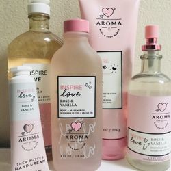 Inspire Love!🌿BATH & BODY WORKS💕🌹💗 ROSE & VANILLA 💗🌹💕4-pc Set 
