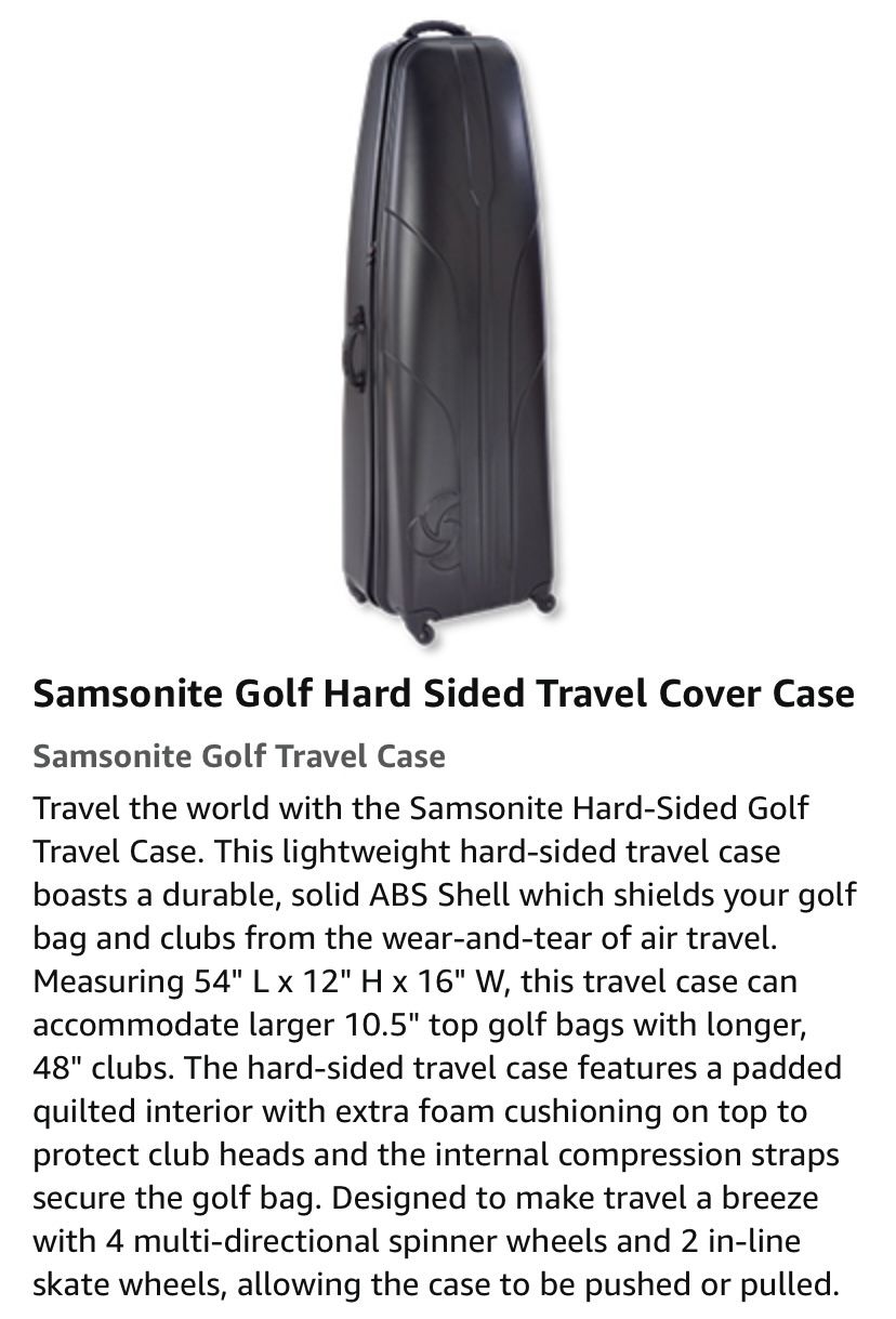 Samsonite Golf Hard Sided Travel Cover Case - New Open Box 1-Broken Zipper Still closes