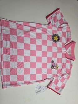 Mario Kart Princess Peach Checkered Polo Shirt
