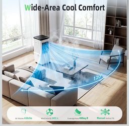 Portable Air Conditioners, Swamp Cooler with 4 Wind Modes, 3 Speeds, 3.5-Gallon Water Tank for Evaporative Air Cooler Long Cooling, 45 dB Windowless A