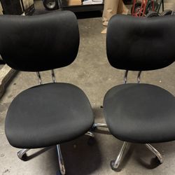 Two Office Swivel Chairs - Black/Silver