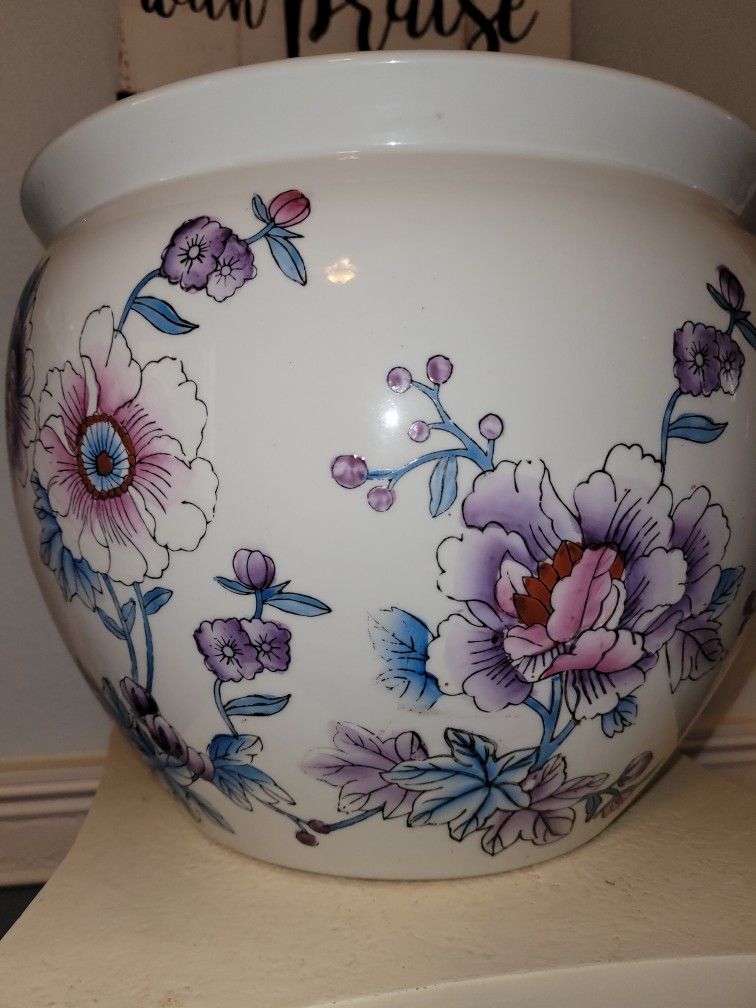 Large Porcelain Fish Bowl Planter Pot