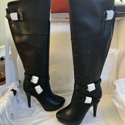 Womens G by Guess Decco Knee-High Platform Boots, Black Multi