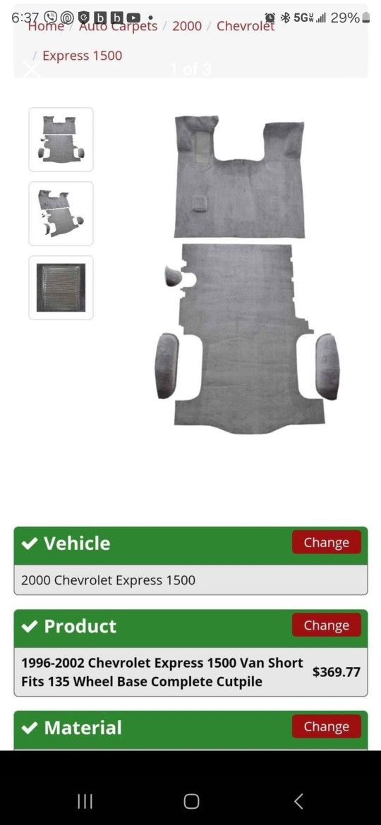 Chevrolet express van Carpet Kit