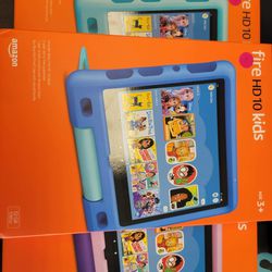 *New* Big Amazon Kindle Fire HD 10 inch kids 32 GB 1080p with indestructible case and two-year warranty *Break protection * $180 ea
