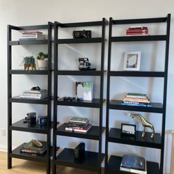 Crate & Barrel Leaning Ladder Shelf Bookshelf Bookcase Shelf Set Of Three 