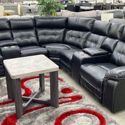 BLACK OR BROWN RECLINING SECTIONAL 