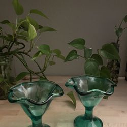 Vintage Italian Glass Footed Bowls