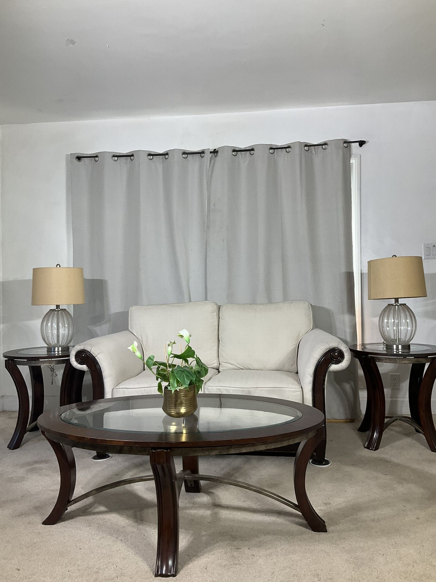 Classic 3 Piece Coffee Table Set - Glass & Wood