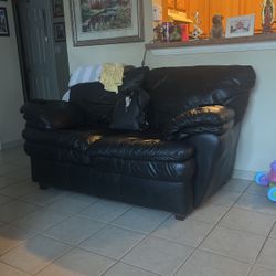 Black Leather Loveseat Couch 