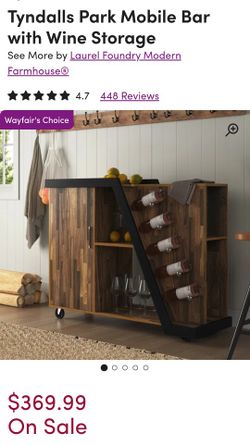 TYNDALLS Park Mobile Bar With Wine Storage Espresso BAR