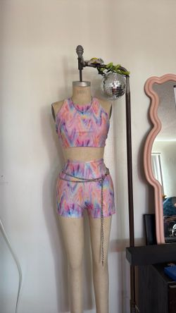 Pastel Tie-Dye Crop Top and Shorts Set