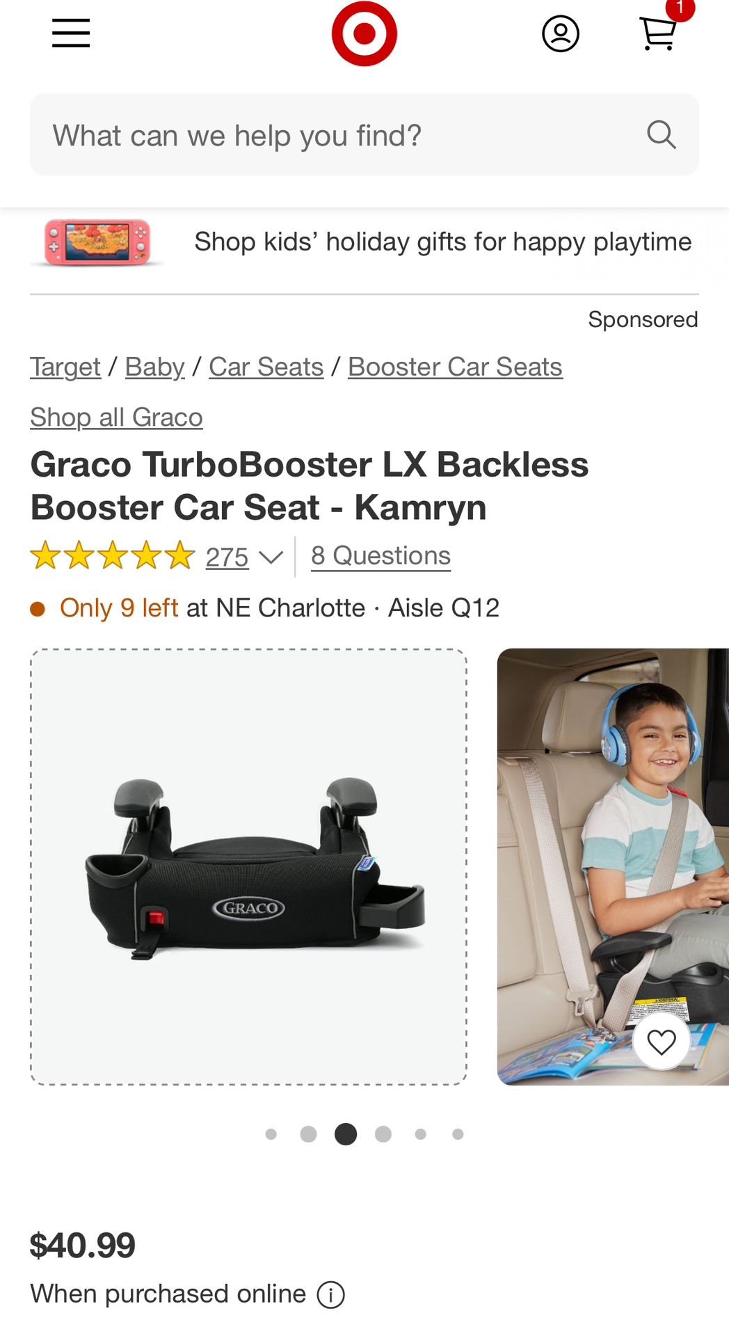 Graco TurboBooster LX Backless Booster Car Seat