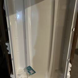 STORE+ 36 in. x 74 1/4 in. 1-Piece Direct-to-Stud Alcove Shower Back Wall in White