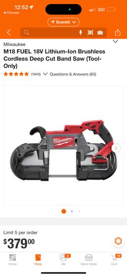 Milwaukee M18 FUEL 18V Lithium-lon Brushless Cordless Deep Cut Band Saw (Tool-Only)