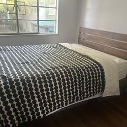 Mid-mod Style Wooden Bed Frame + Mattress