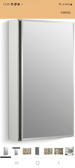 Kohler CB-CLC1526FS Frameless Bathroom Mirror Medicine Cabinet, Single Door, Rectangular Beveled Edge Frame, Bathroom Cabinet Mirror, Adjustable Shelv