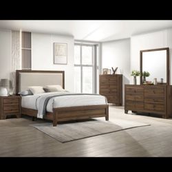 4- Pc Bedroom set Dresser,Mirror  Nightstand (1) Queen size bed frame  Not including Mattress and Box Sp