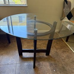 Round glass dining table