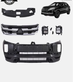 Front Bumper Set With Fog Lights Fits 2020-2023 Mitsubishi Outlander Sport