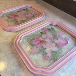 Floral Glass Art Work to Hang or Use As a Charcuterie Board or Tray.  12” x 14.5”