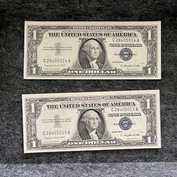 1957A $1 dollar blue seal bank note