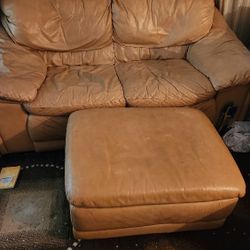 Comfortable Love Seat Couch and Ottoman