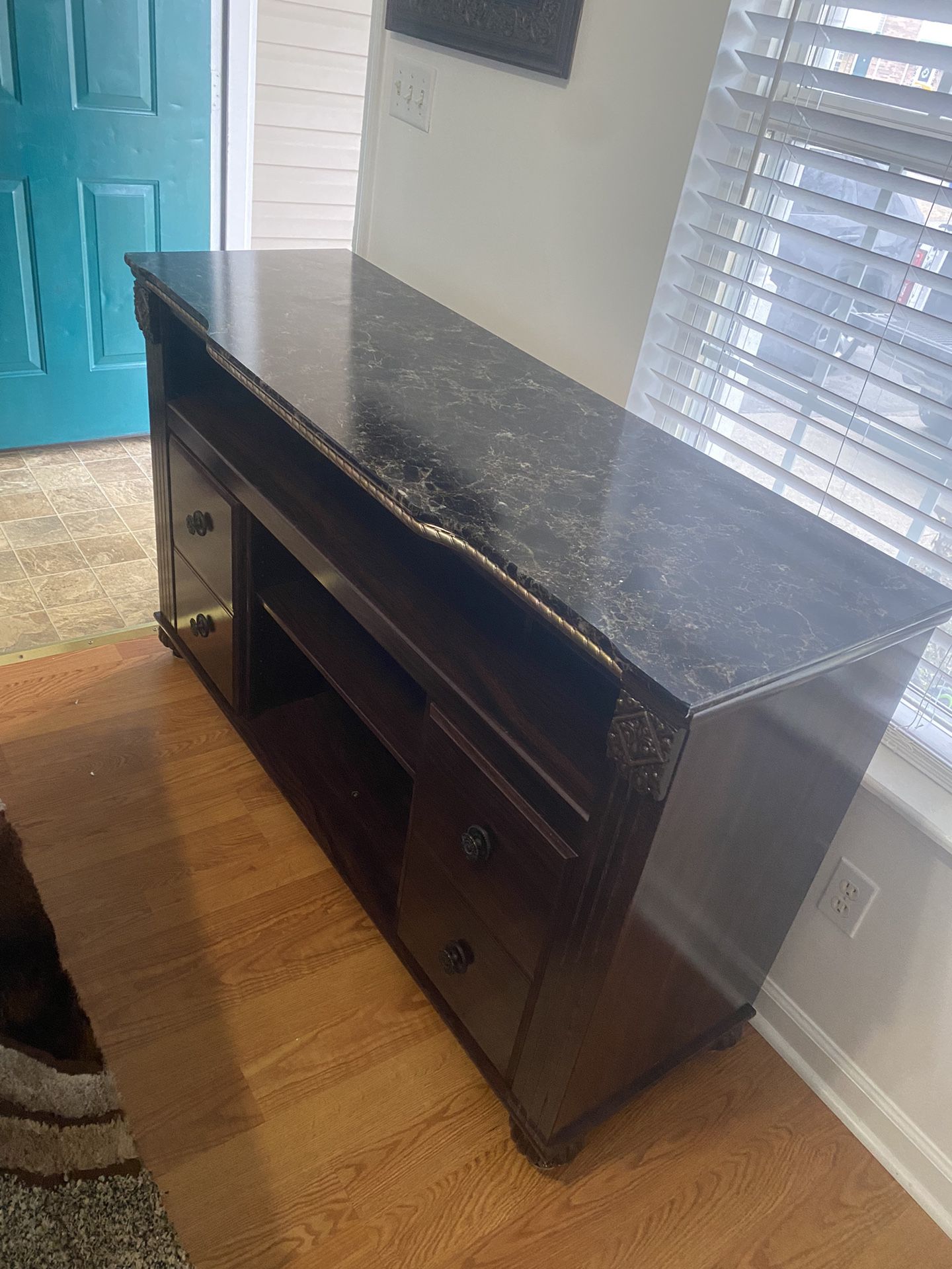 Marble Top Brown Cabinet
