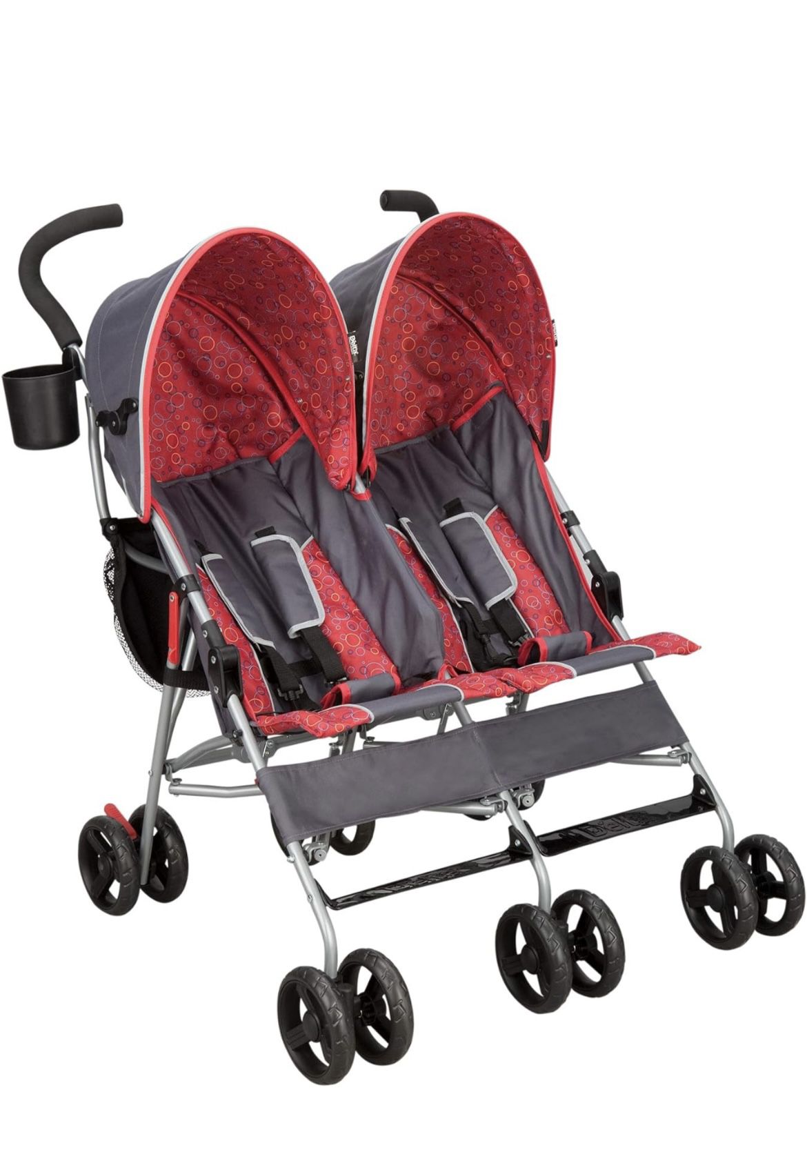 Delta Children LX Side by Side Stroller - with Recline, Storage & Compact Fold, Grey