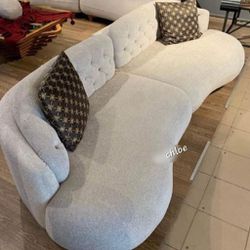 
🗨ASK DISCOUNT COUPON☆ sofa Couch Loveseat living room set sleeper recliner daybed futon options◇allur  Beige  Boucle Curved Sectional 
