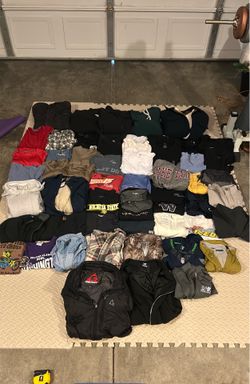 Men’s XL Clothing Bundle Lot 60pcs (L/XL/XXL) Nike Carhartt Chaps Oakley REI Marmot Seahawks Seattle Zara Wrangler Lee Realtree The North Face Under A