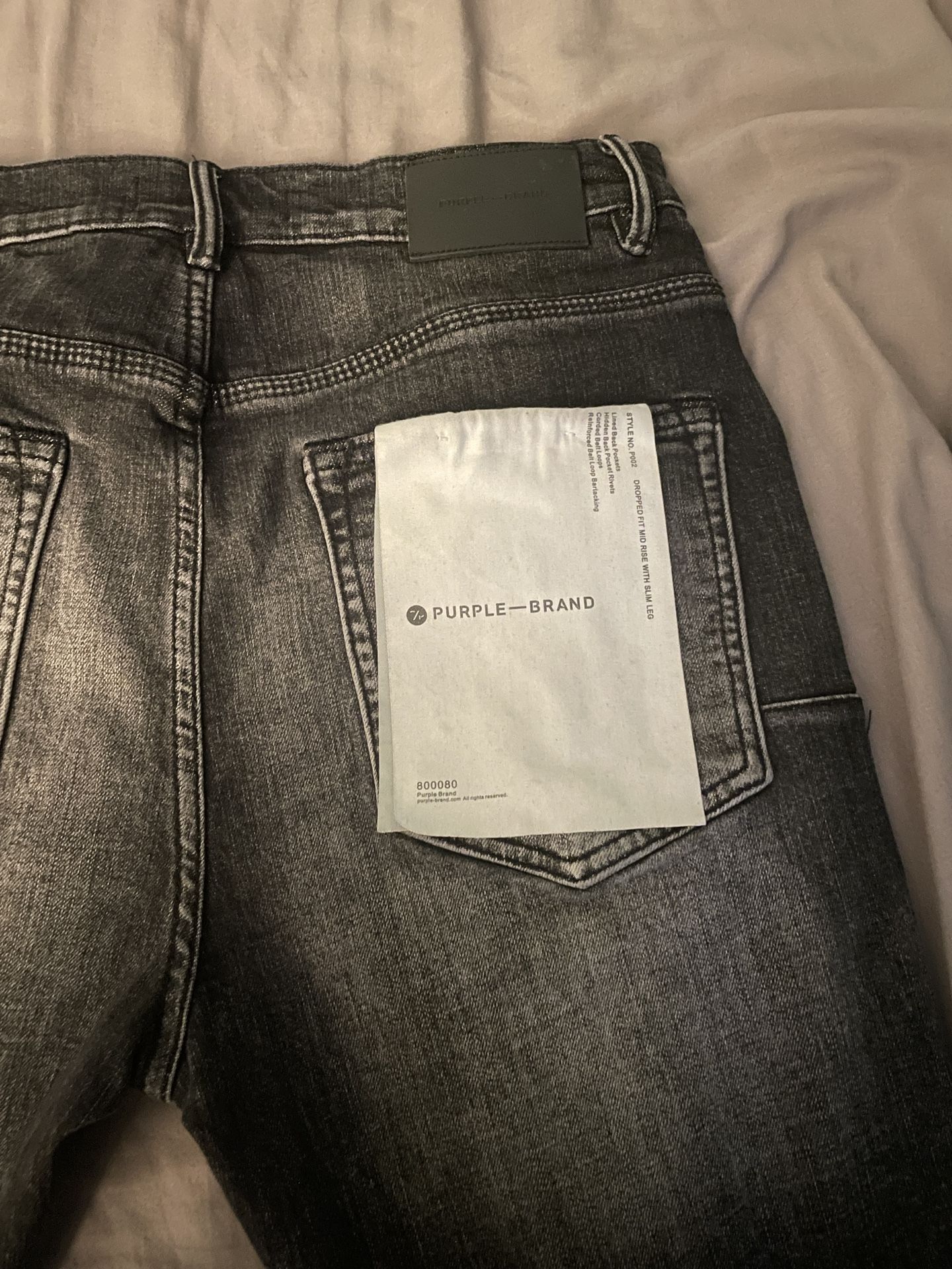 Purple Jeans Grey Distressed Size 34