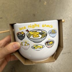 NWT Gudetama ceramic bowel & chopsticks 