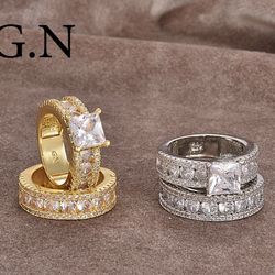 Engagement Or Wedding Ring Set Stainless Steel 