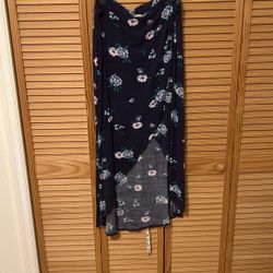 Blue Maxi Wrap Skirt With Slit