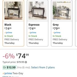ChooChoo Narrow Console Table, Chic Accent Sofa Table, Entryway Table, Black