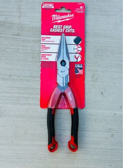 Milwaukee 8 in. Long Needle Nose Pliers w/ Fish Tape Puller & Comfort Grip