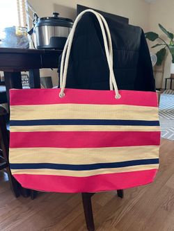 Tote/ Beach Bag  pink,white,blue