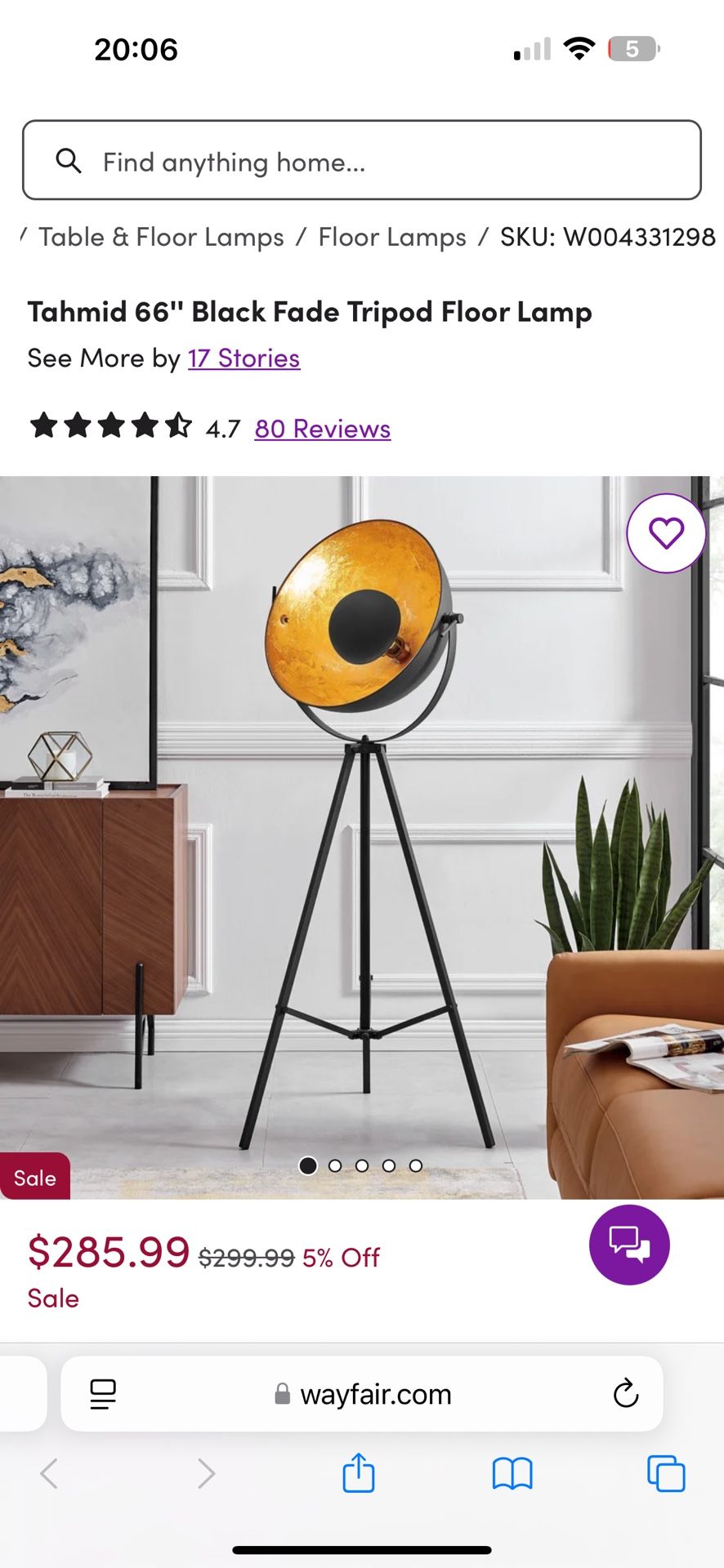 Tahmid 66'' Black Fade Tripod Floor Lamp