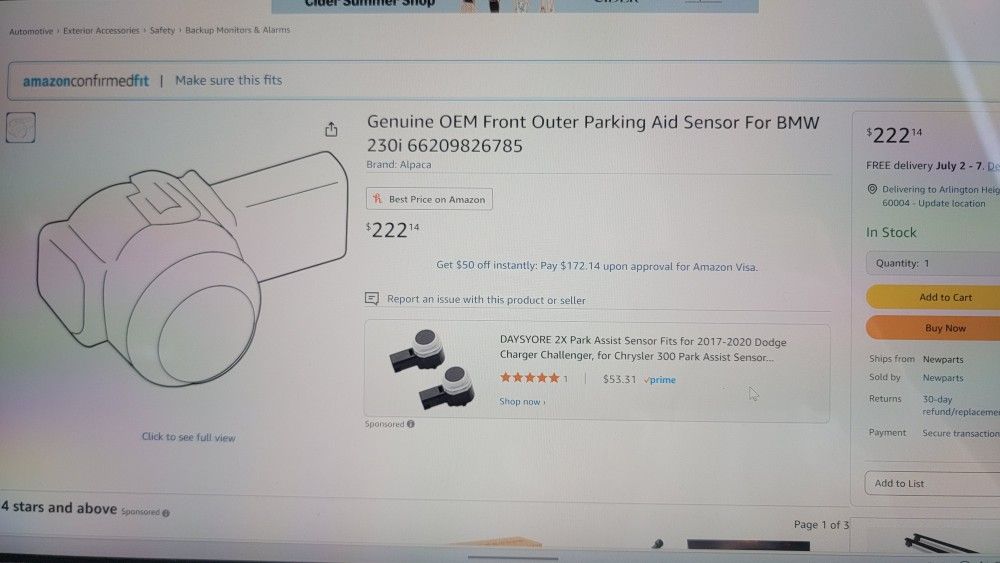 New OEM 2019-2024 BMW Parking Sensor