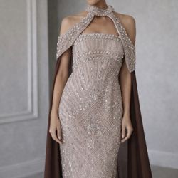 Beige and brown dress